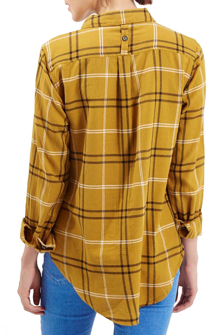 'Billie' Check Button Front Boyfriend Shirt, Alternate, color, MUSTARD