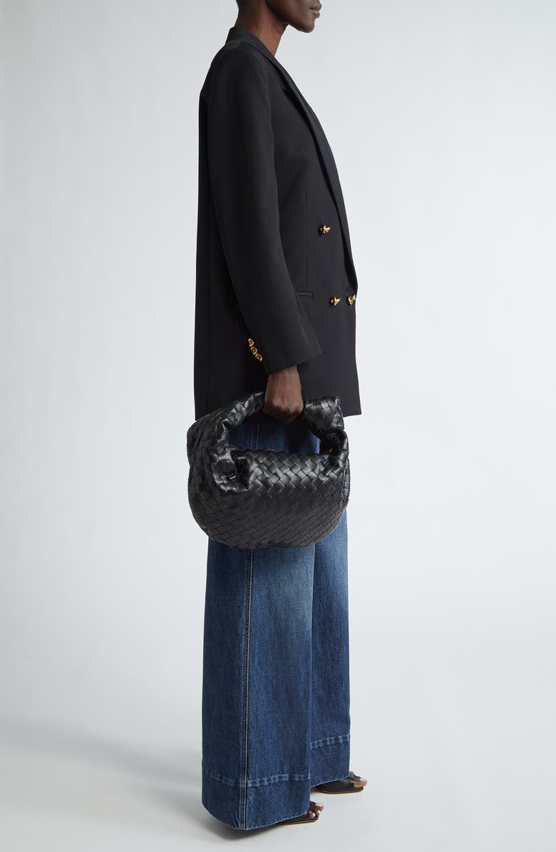 Bottega Veneta Teen Jodie Intrecciato Leather Hobo, Alternate, color, Black-Gold