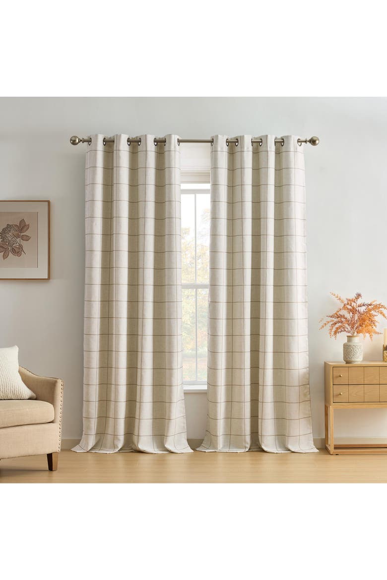 Brighton Grommet Window Curtain Panel, Main, color, Linen