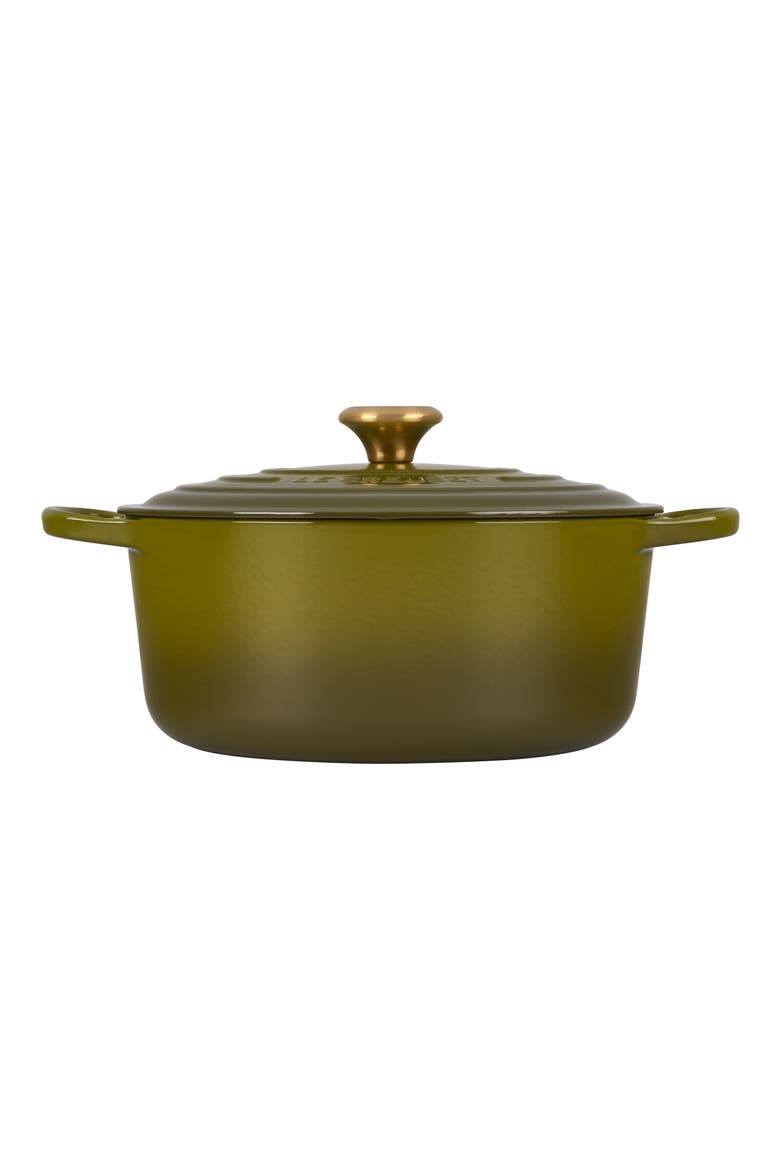 Signature 7.25-Quart Round Enamel Cast Iron Dutch Oven, Alternate, color, OLIVE