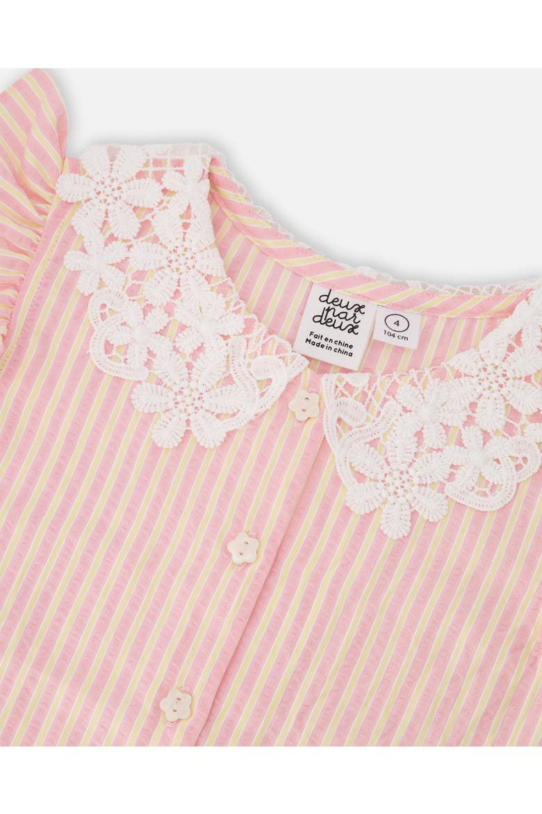Crochet Collar Stripes Sleeveless Shirt, Alternate, color, Pink &Yellow Stripes