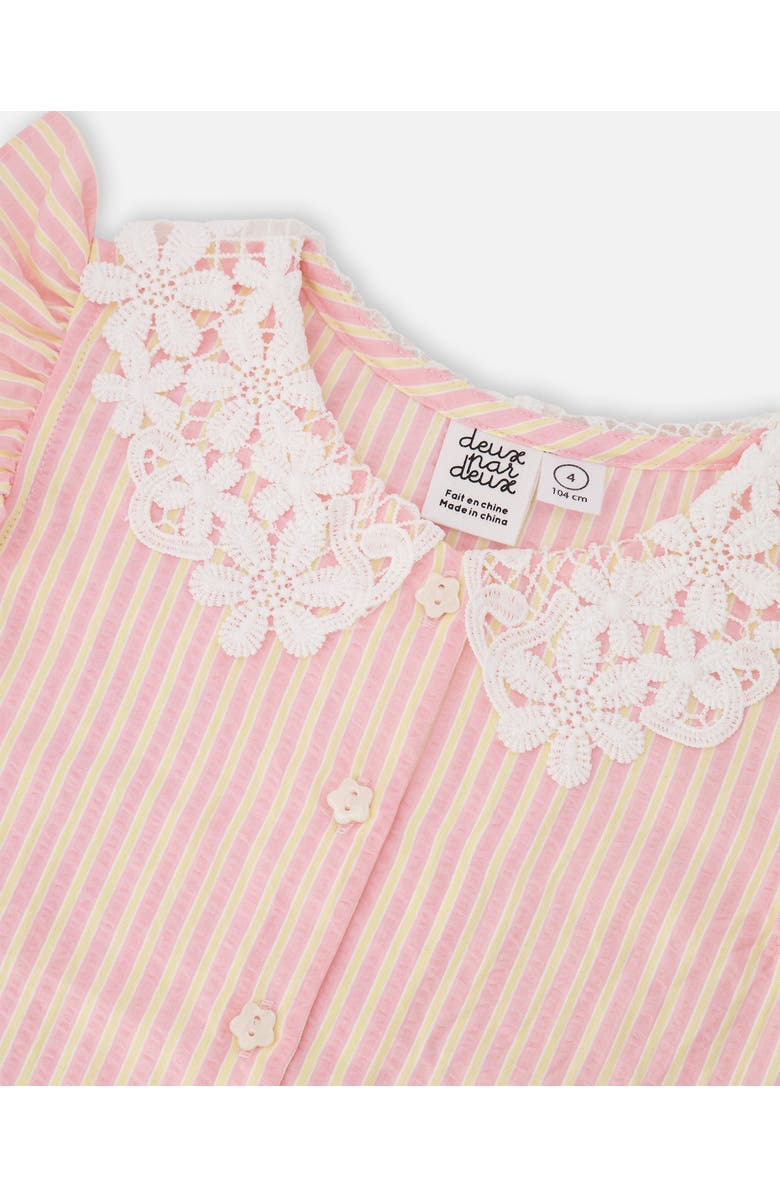 Deux par Deux Crochet Collar Stripes Sleeveless Shirt, Alternate, color, Pink &Yellow Stripes