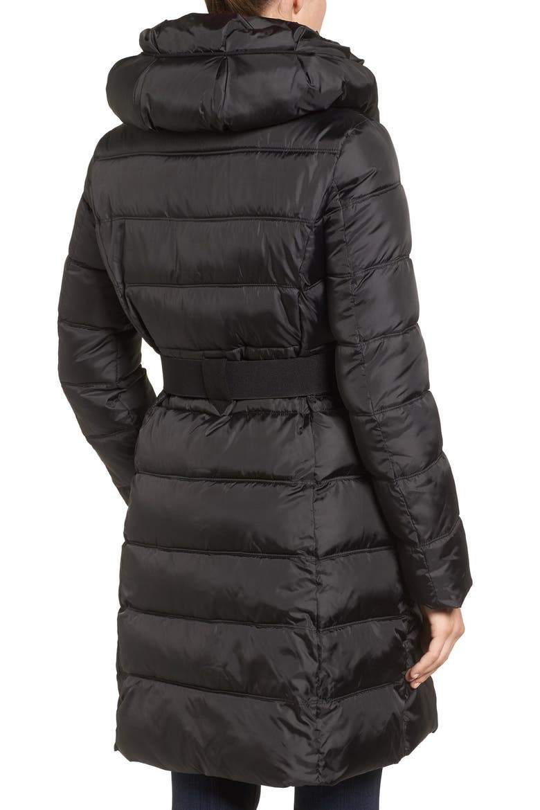 Belted Puffer Coat, Alternate, color, BLACK