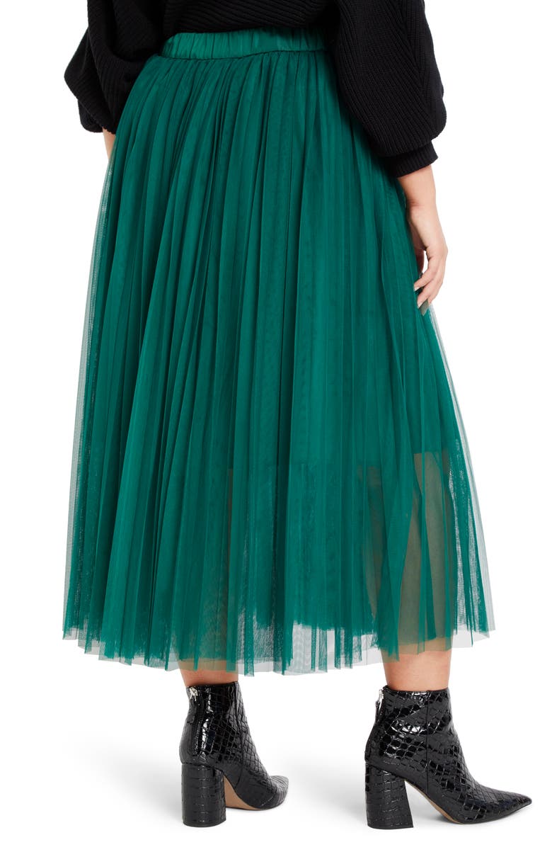 ELOQUII Pleated Tulle Maxi Skirt, Alternate, color,