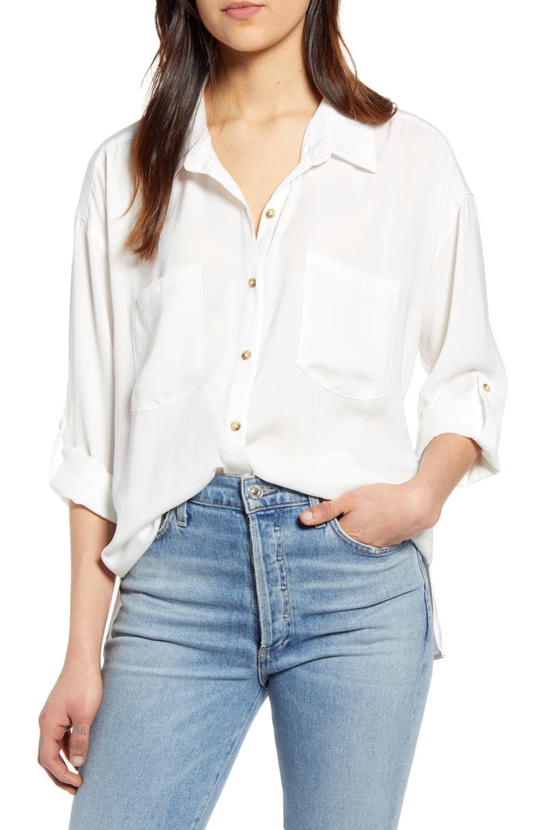 Wit & Wisdom Patch Pocket Crinkle Button-Up Shirt, Main, color,