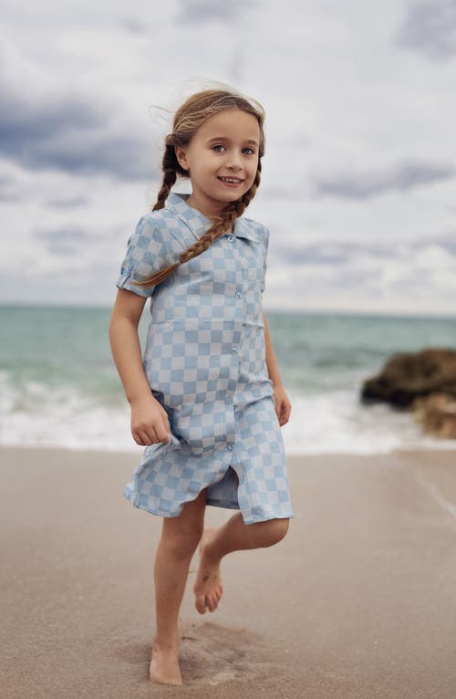 Maniere Manière Kids' Check Denim Shirtdress In Blue