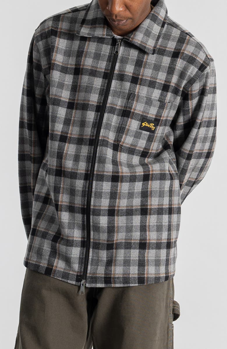 STAN RAY Plaid Zip Shirt, Main, color, Charcoal Plaid