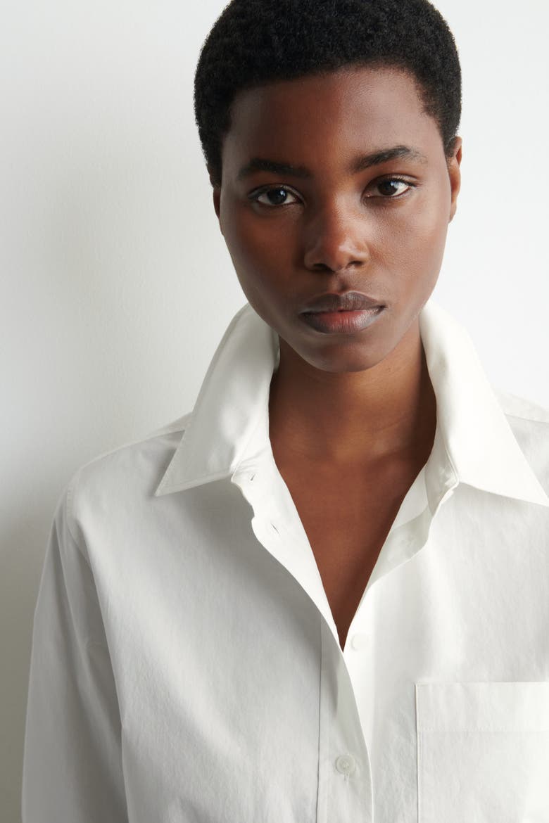 Tailored Pima Cotton Shirt, Alternate, color, NATURAL WHITE