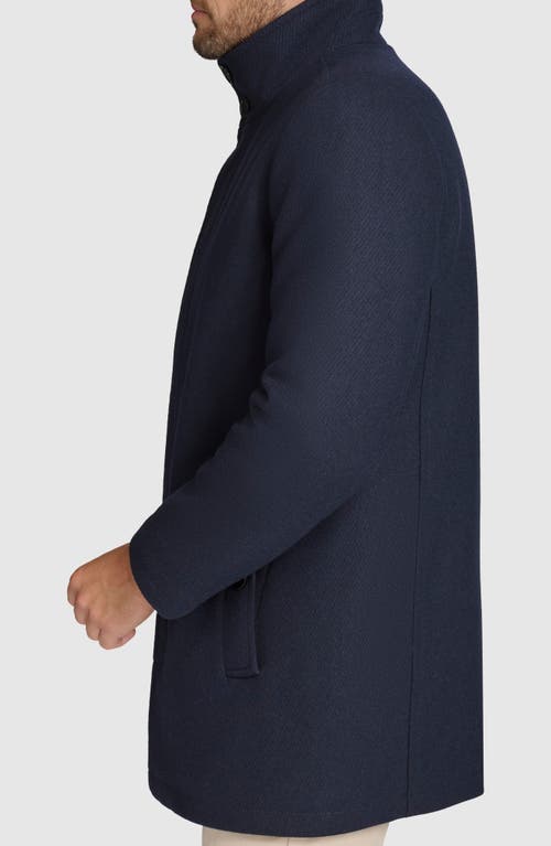 Andrew Marc Wool Blend Twill Car Coat In Blue