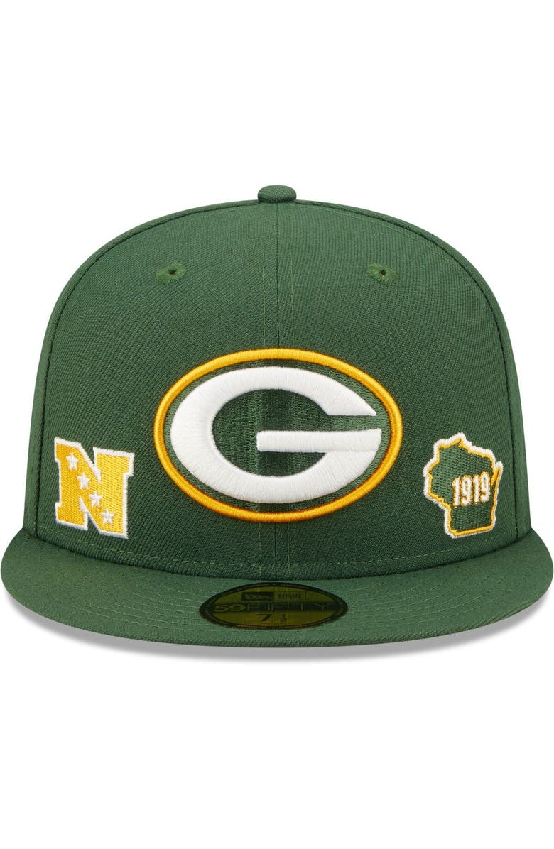 New Era Men's New Era Green Green Bay Packers Identity 59FIFTY Fitted Hat, Alternate, color,