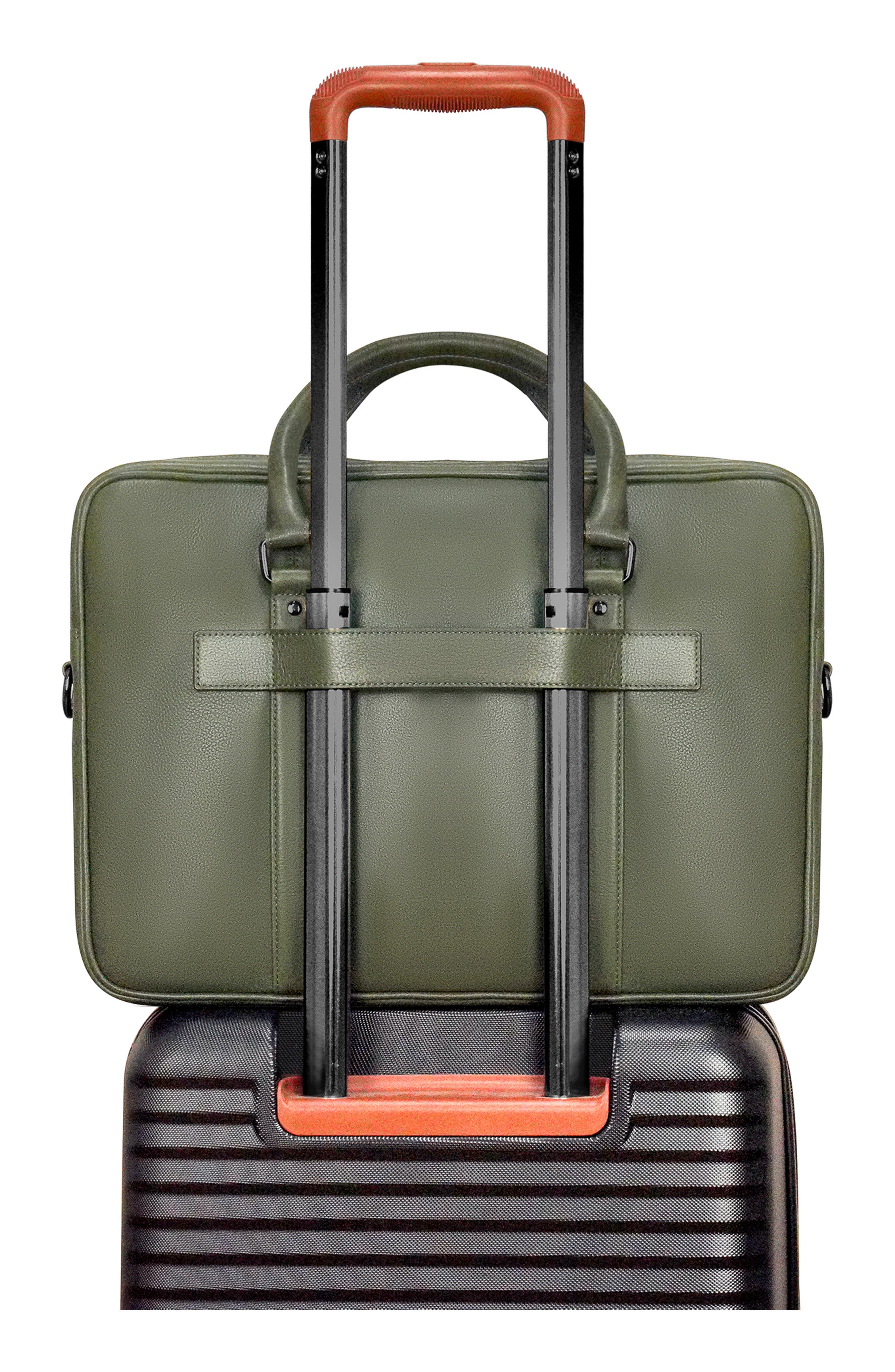 CHAMPS Compact Leather Slim Briefcase, Alternate, color, Khaki