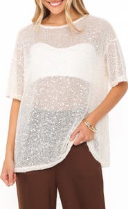 Petal & Pup Nadine Sequin Open Knit Tee