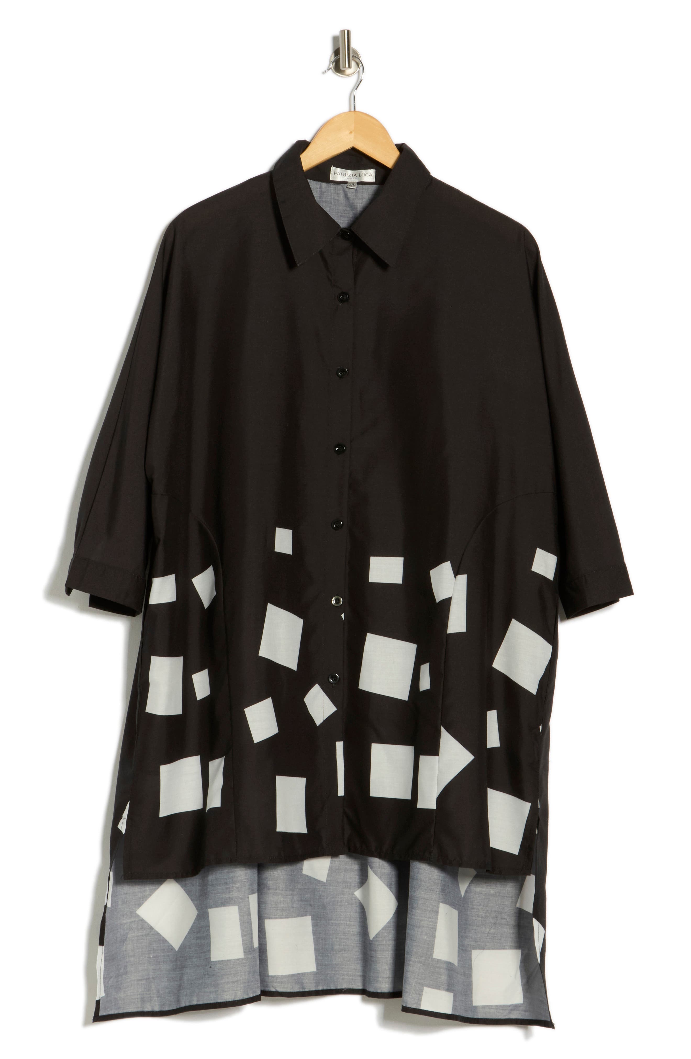 PATRIZIA LUCA Border Print High-Low Boxy Top