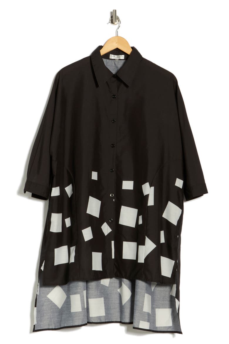 Border Print High-Low Boxy Top, Alternate, color, BLACK