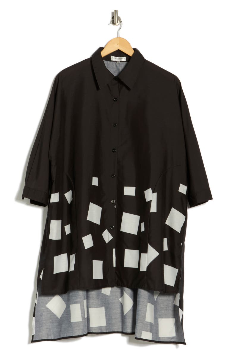 PATRIZIA LUCA Border Print High-Low Boxy Top, Main, color, Black