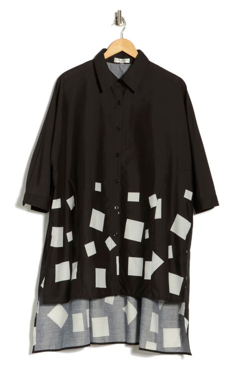 Border Print High-Low Boxy Top