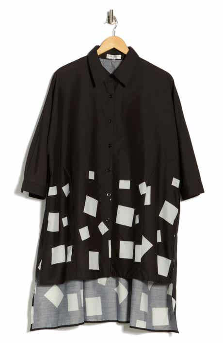 PATRIZIA LUCA Border Print High-Low Boxy Top