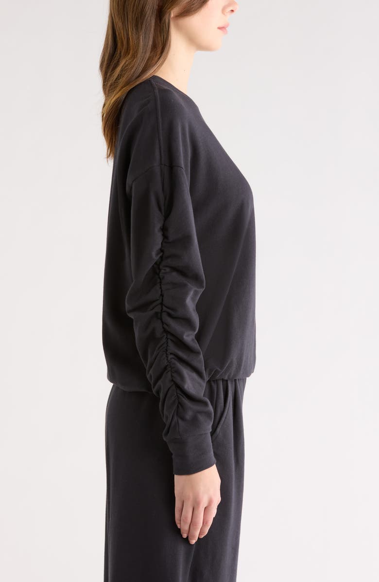 Zella Cinch Side Long Sleeve Top, Alternate, color, Black