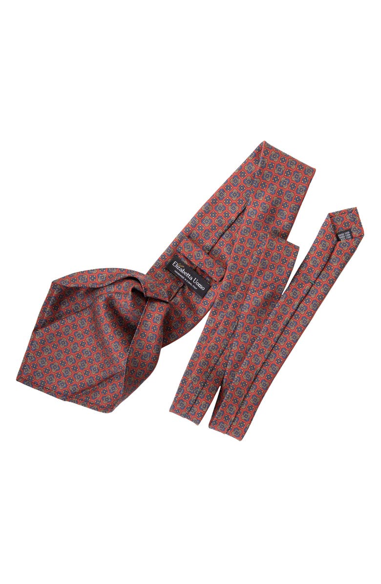 Elizabetta Parma - Extra Long Printed Silk Tie for Men, Alternate, color, Barn Red