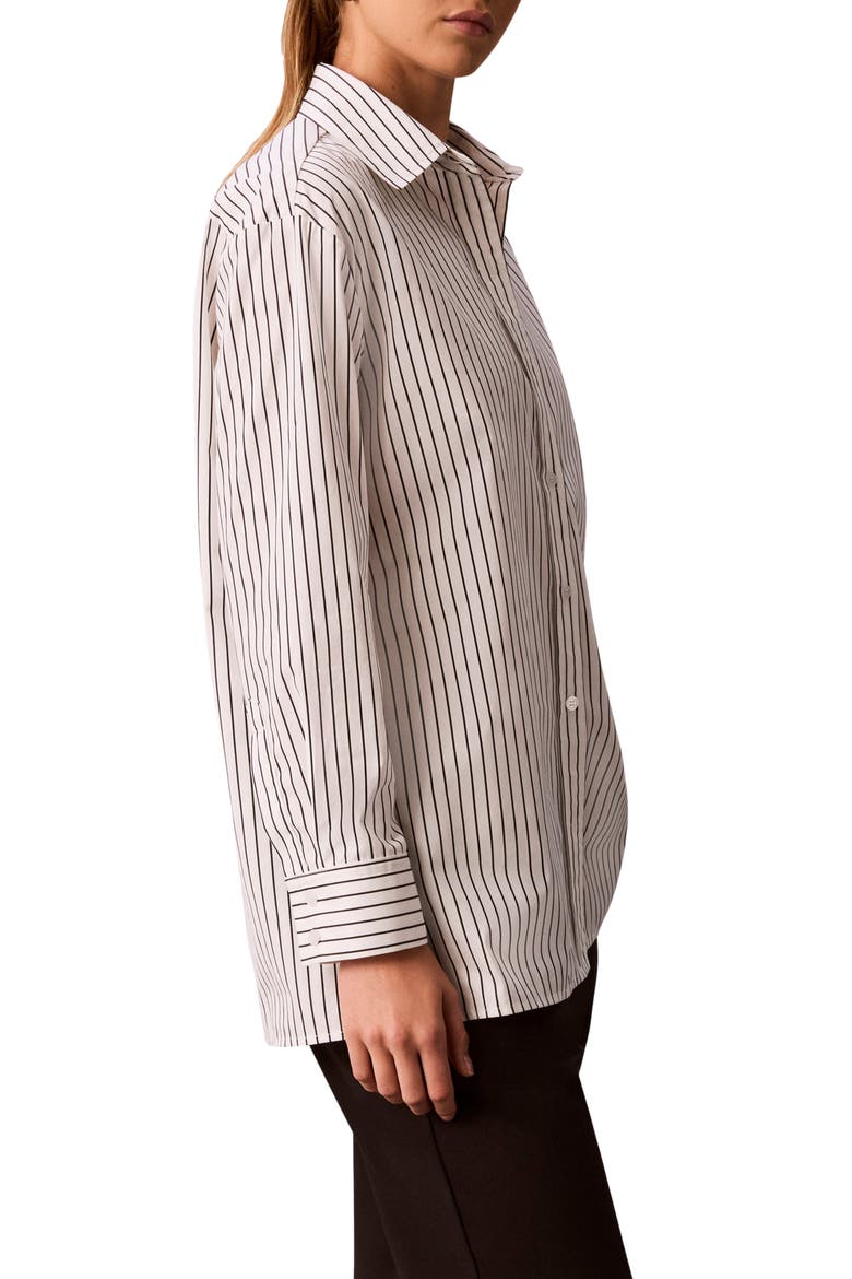 Striped Cotton Poplin Shirt, Alternate, color, PHOTO WHITE/ BLACK