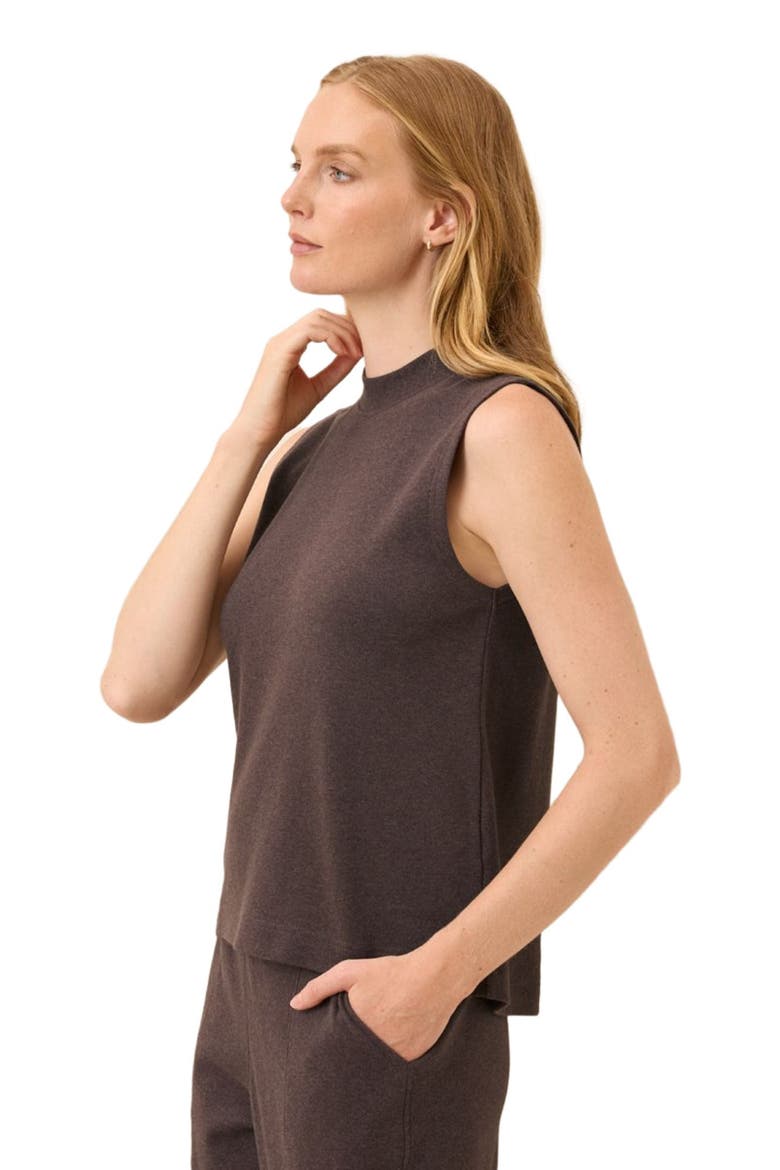 Organic Cotton Airplane Mock Neck Shell, Alternate, color, Chocolate Heather