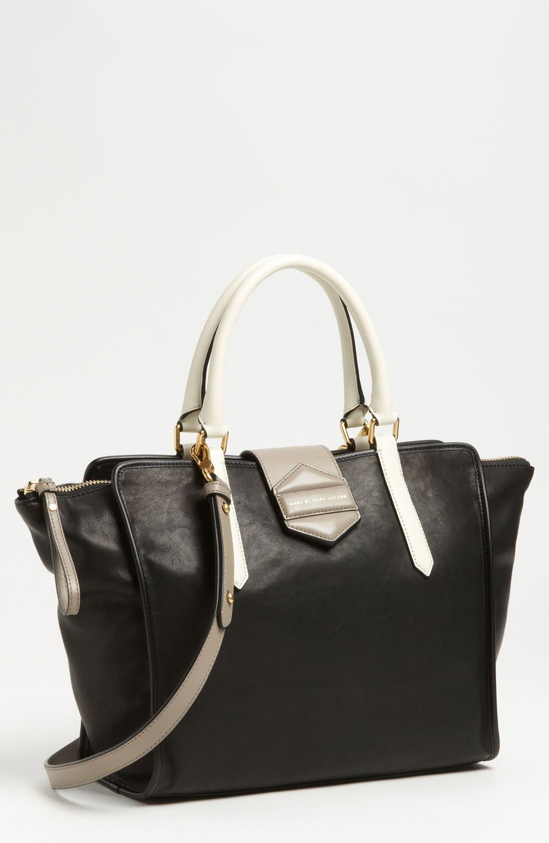 'Flipping Out' Leather Tote, Main, color, BLACK MULTI