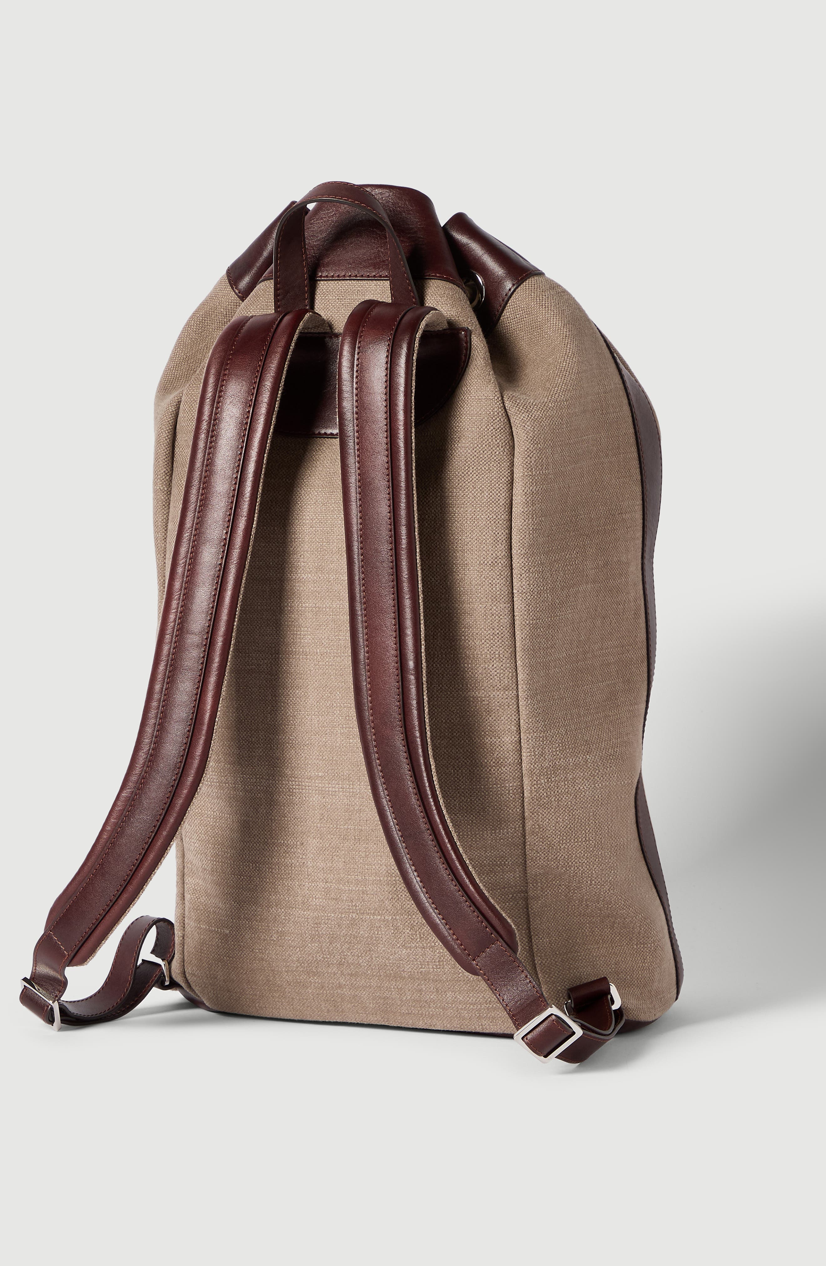 Brunello Cucinelli Water-resistant drawstring backpack, Alternate, color, Leather