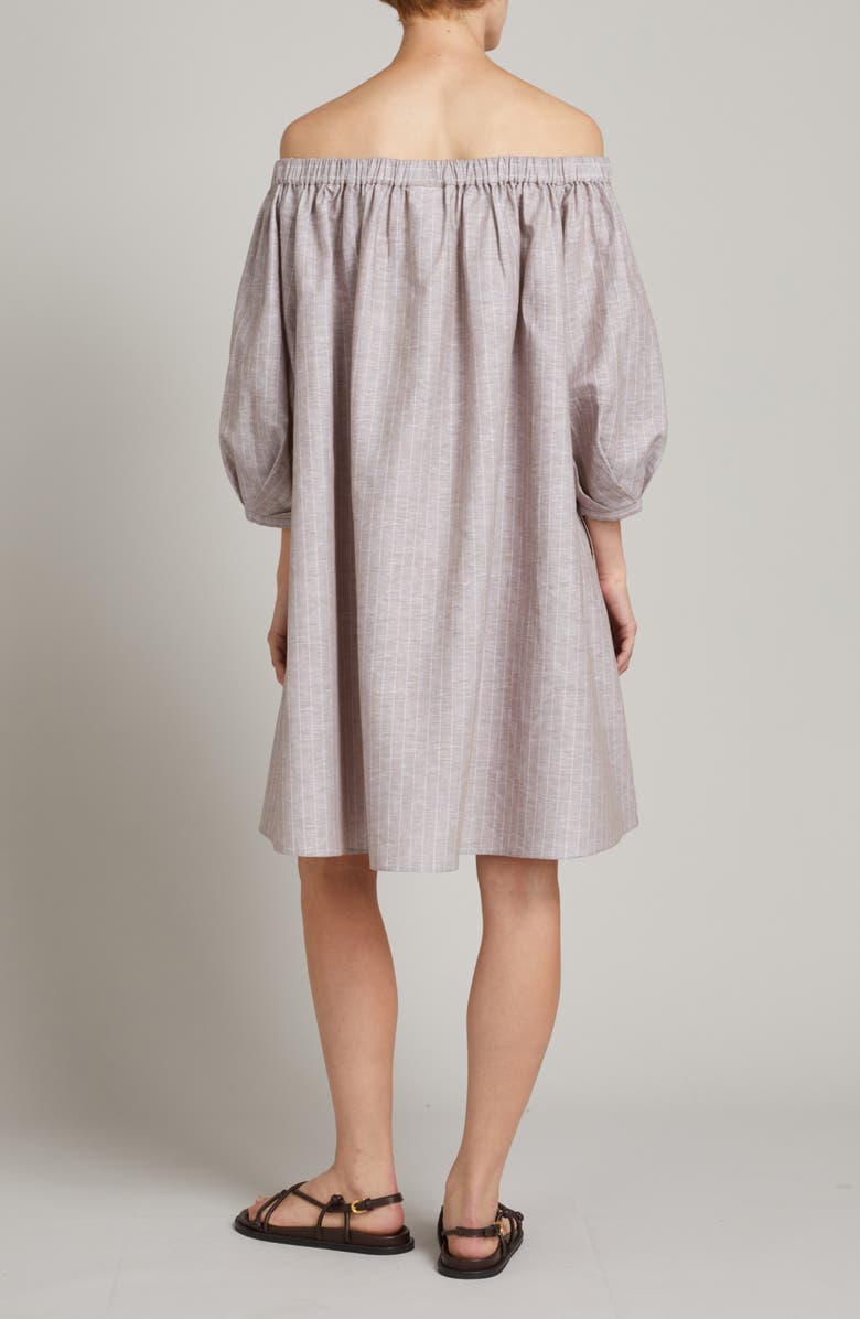 MM by Max Mara Fuggito Off the Shoulder Linen Blend Shift Dress, Alternate, color, Hazelnut Brown