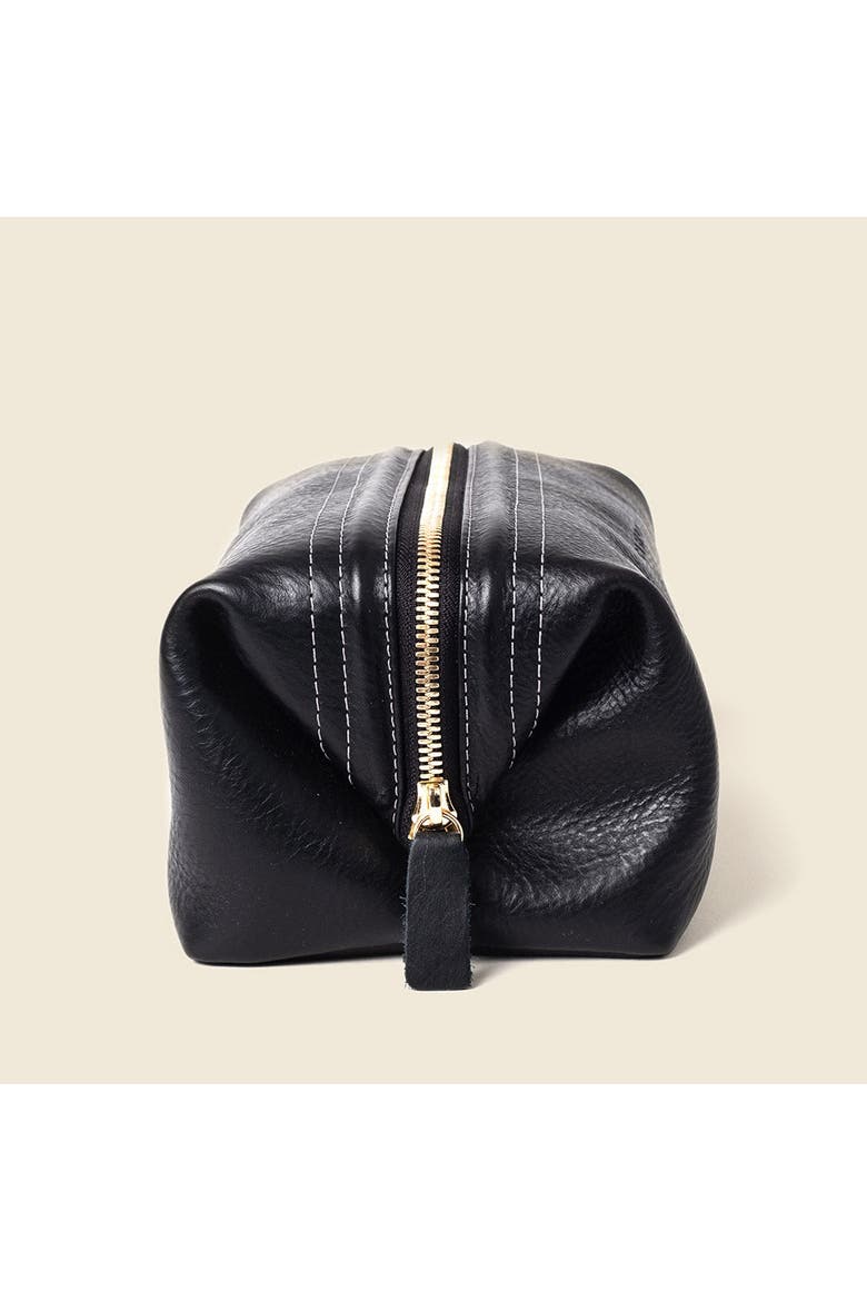 Leather Toiletry Bag, Alternate, color, Black
