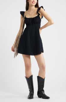 Cotton Eyelet Flutter Sleeve Minidress