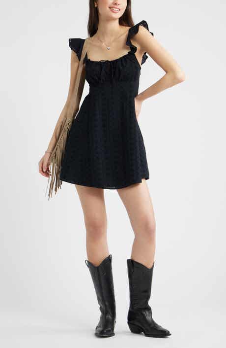 Cotton Eyelet Flutter Sleeve Minidress