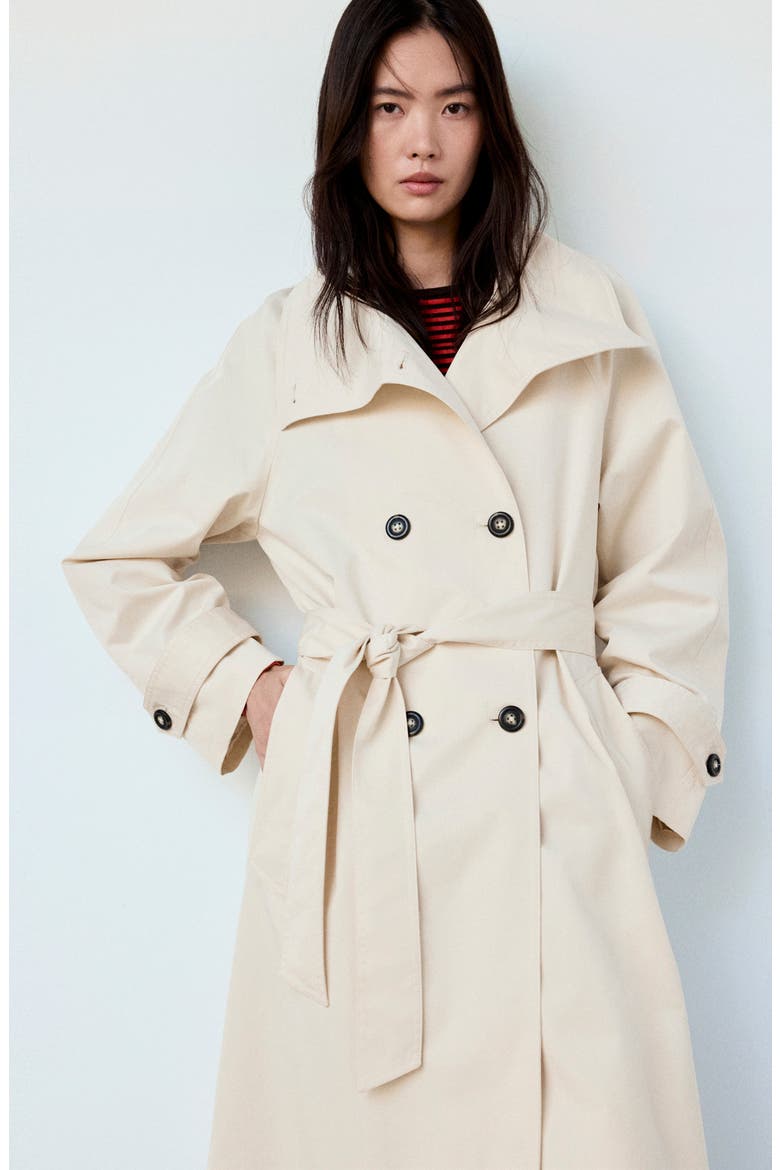 Double Breasted Trench Coat, Alternate, color, OFF WHITE