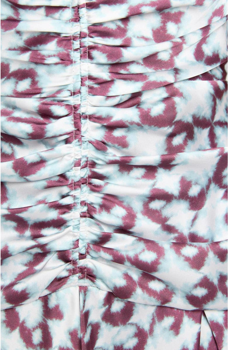 Santorelli Eden Sleeveless Fit and Flare Midi Dress with Center Ruching in Graphic Printed Charmeuse, Alternate, color, 