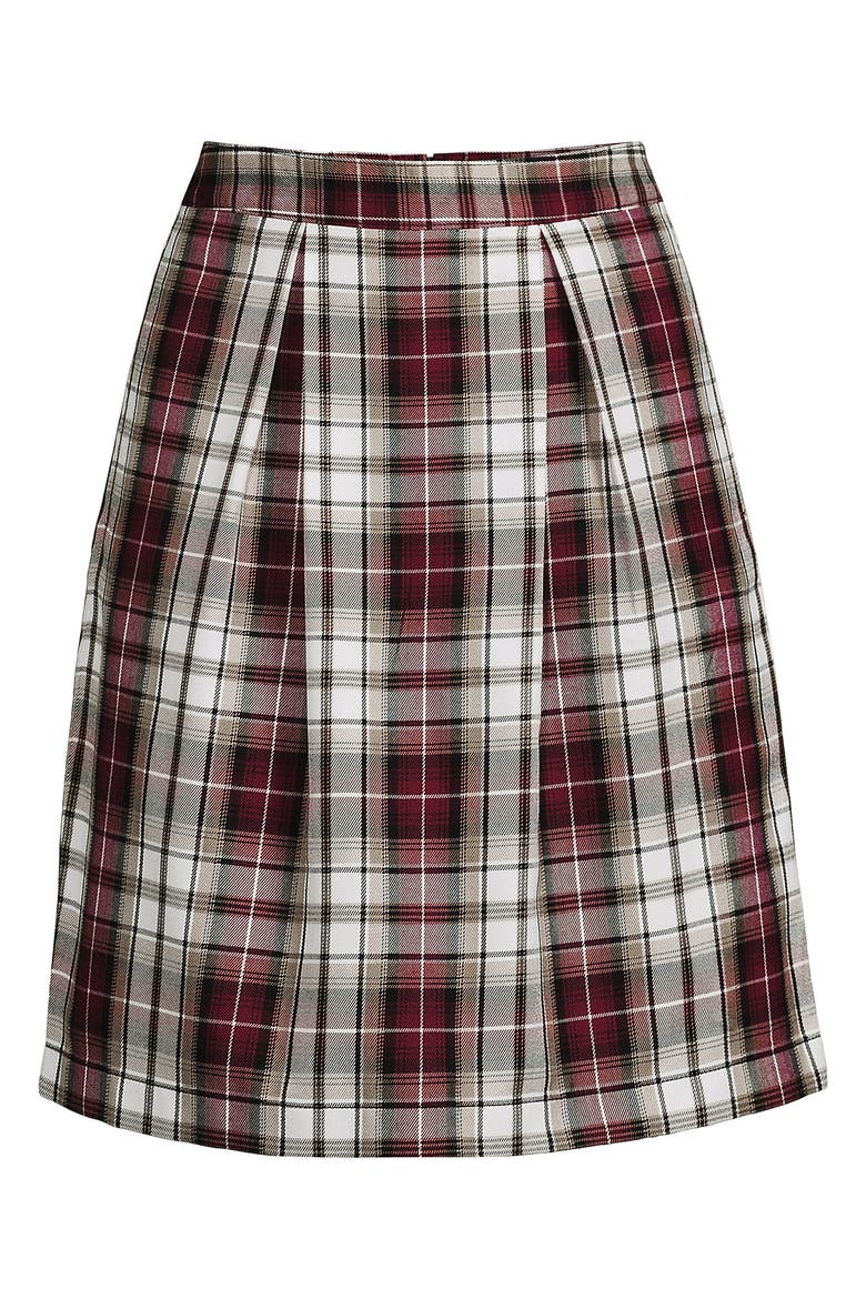 School Uniform  Plaid Skort Top of Knee, Alternate, color, Garnet/Khaki Plaid