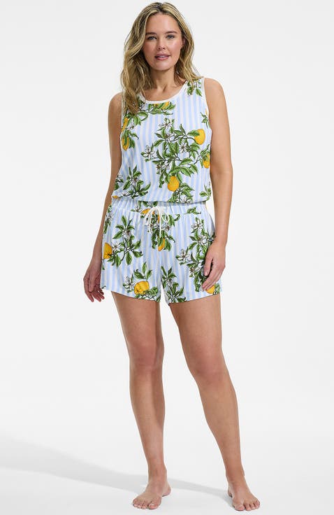 Plus Size Cooling 3 Piece Pajama Set - Robe Tank and Shorts