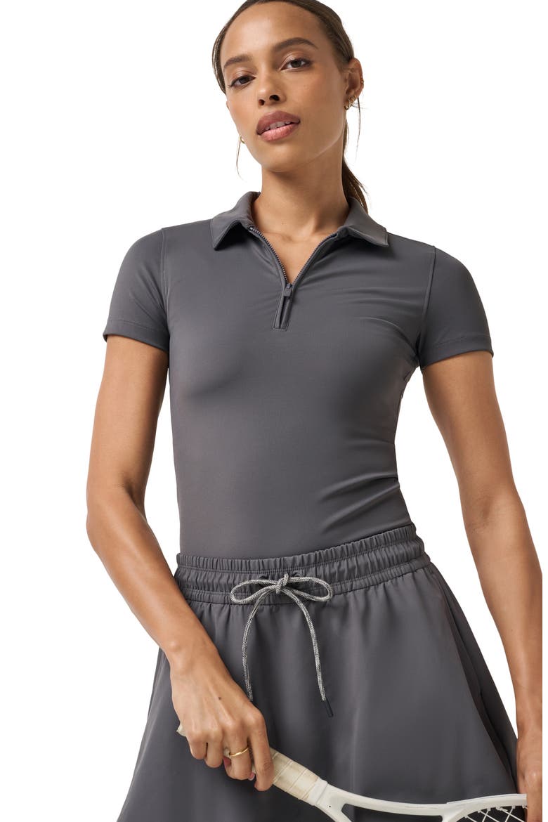 MoveKnit Private Lessons Performance Quarter Zip Polo, Alternate, color, BLACKENED PEARL