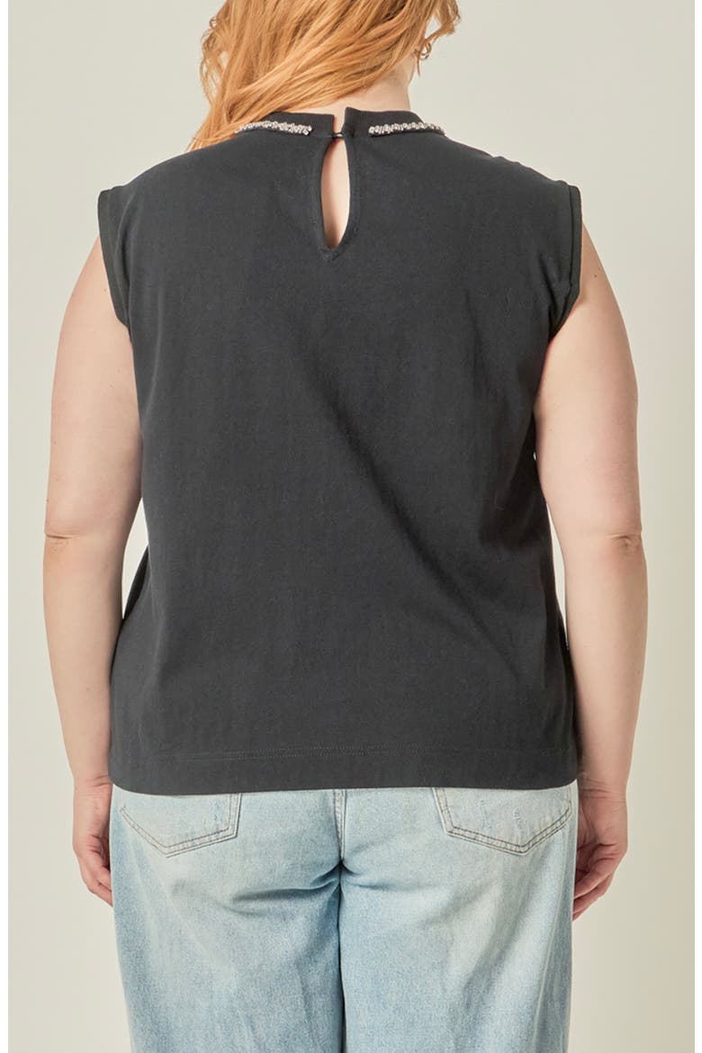 Rhinestone Bow Sleeveless Top, Alternate, color, BLACK