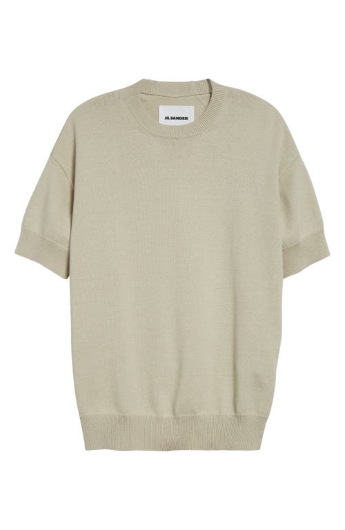 Jil Sander Short Sleeve Cashmere & Cotton Crewneck Sweater In Lemon Green