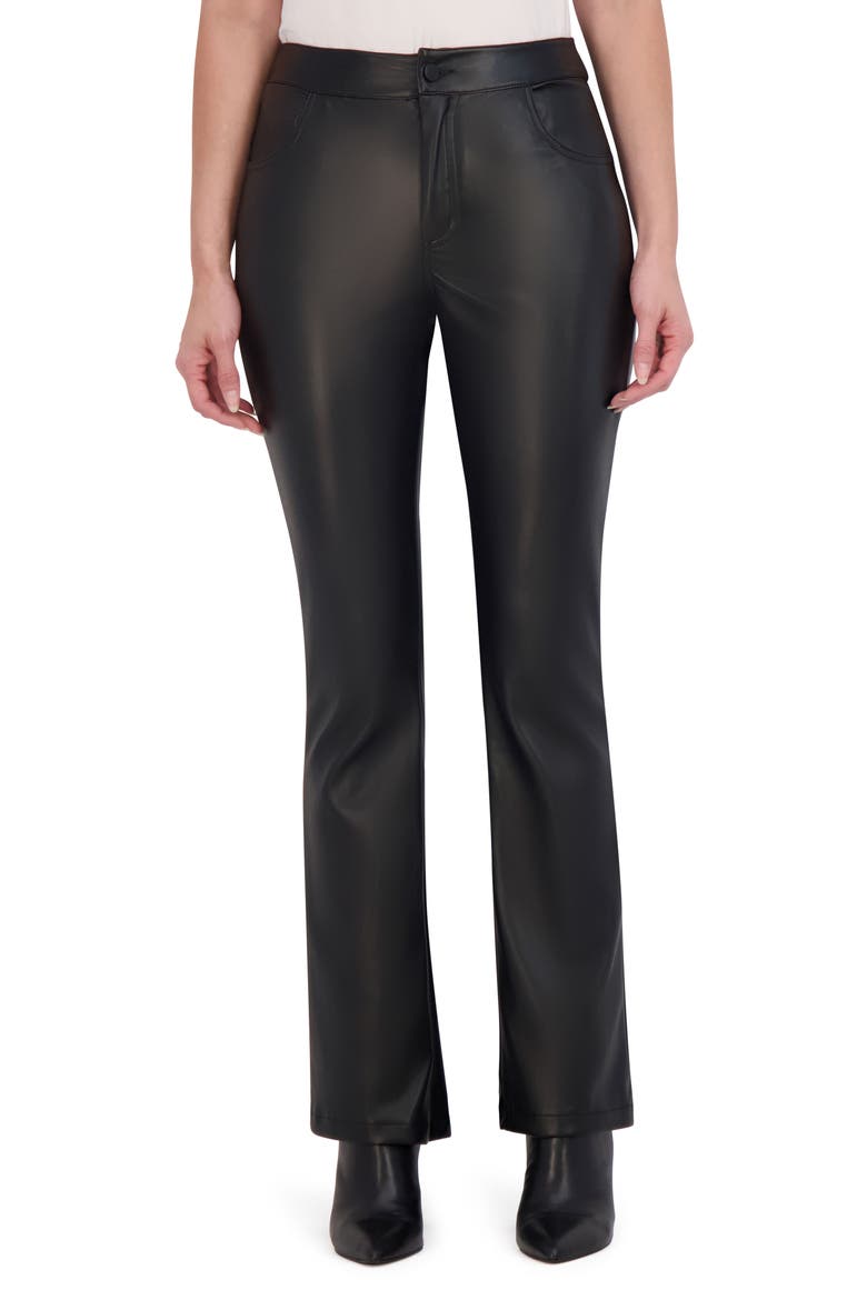 Faux Leather Bootcut Pants, Main, color, BLACK