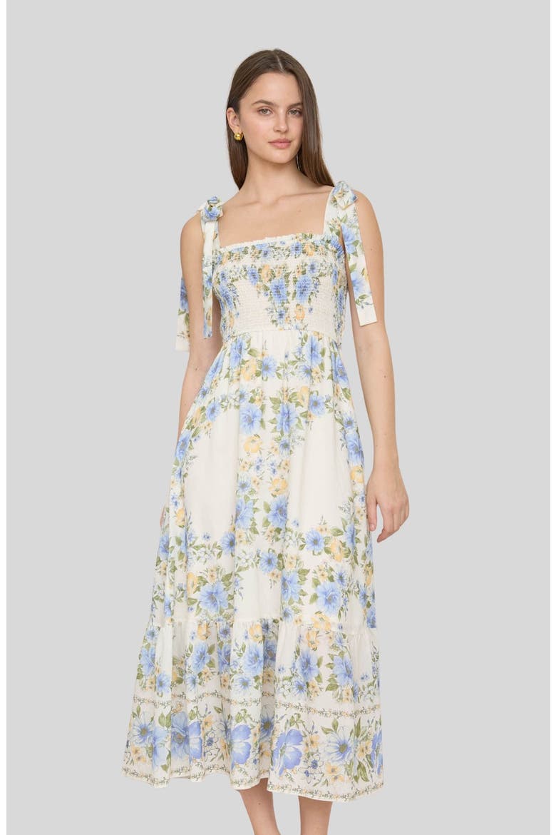 Floral Midi Dress, Alternate, color, BLUE MULTI
