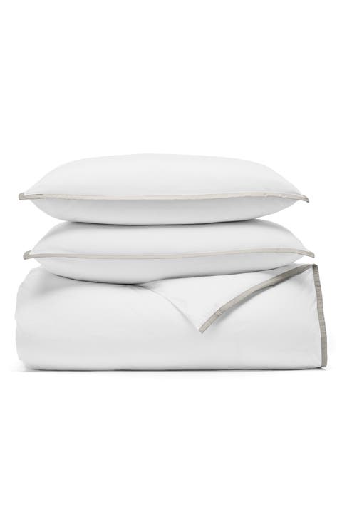 Framed Percale Duvet Cover & Shams Set