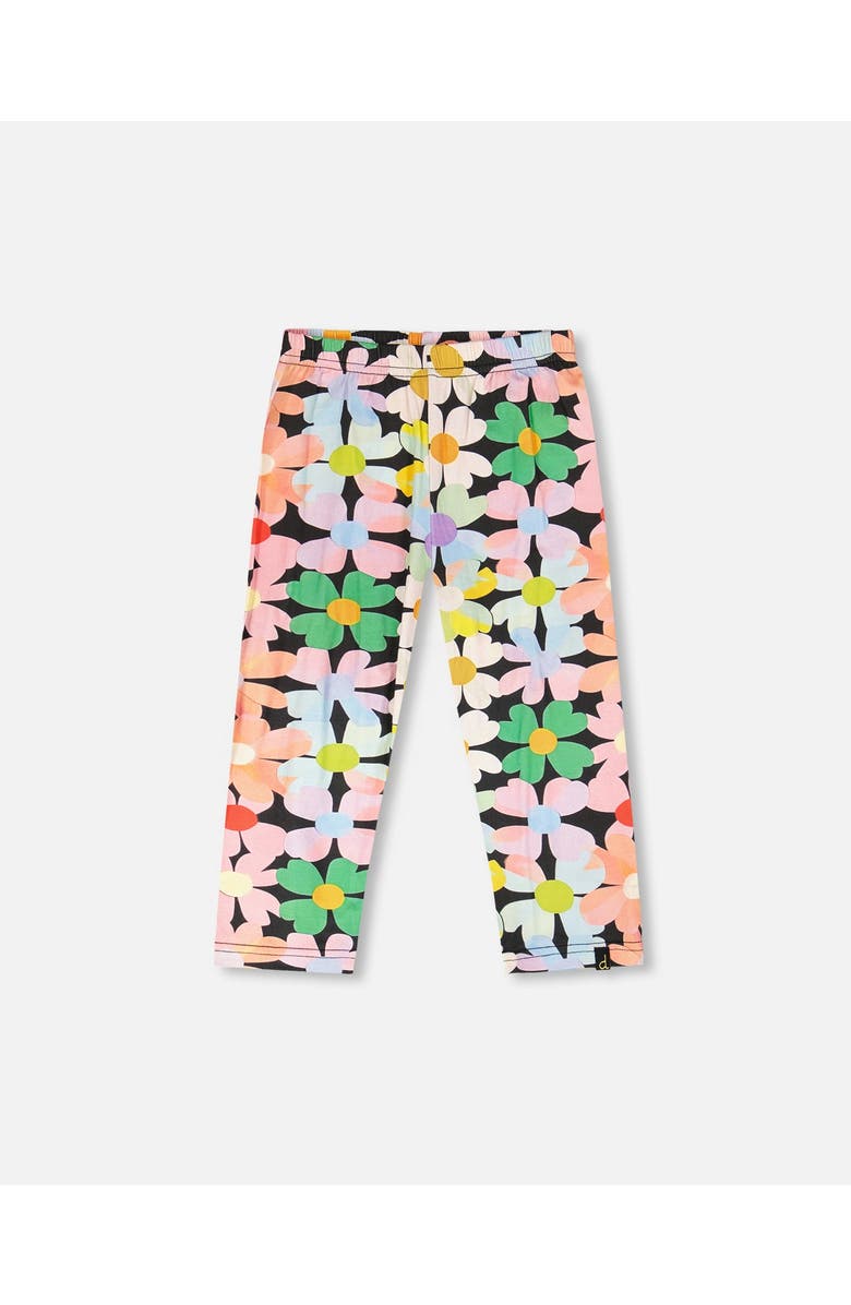 Deux par Deux Viscose Slim Fit Flowers Leggings, Main, color, Black Floral Print