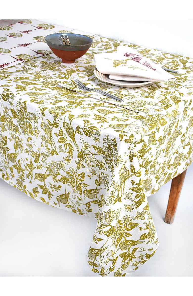 FRENCH HOME Honeysuckle Botanical Tablecloth, Alternate, color, Chartreuse