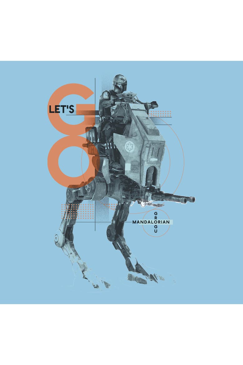 Boys Star Wars The Mandalorian and Grogu Let's Go Bounty AT-RT T Shirt, Alternate, color, Light Blue