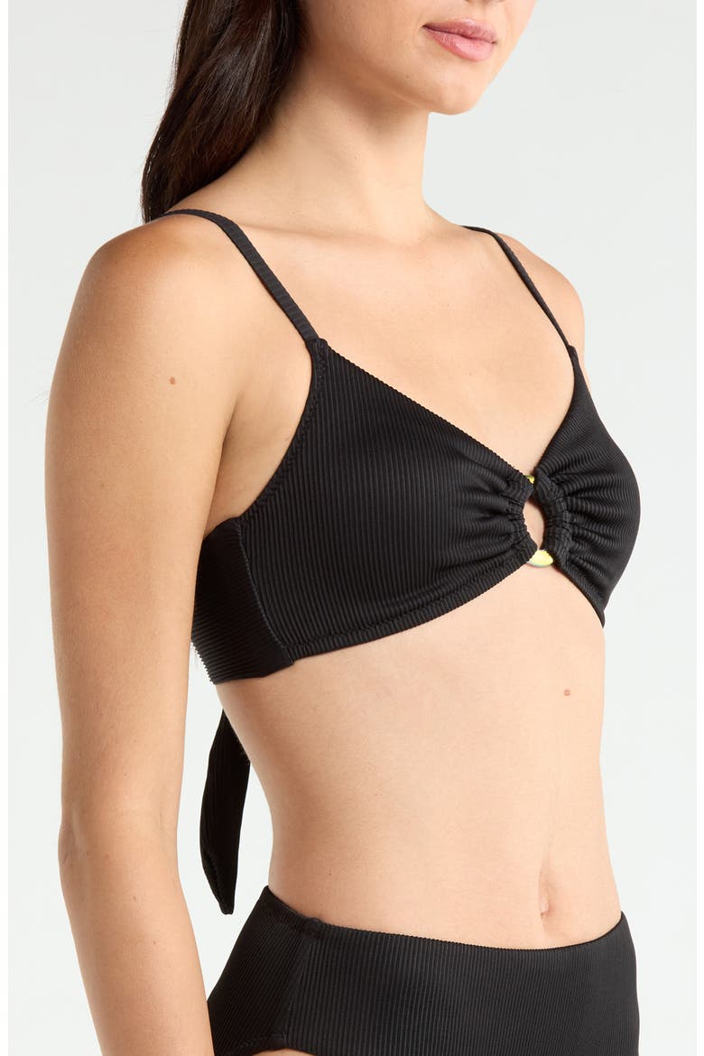 Ribbed Ring Detail Bikini Top, Alternate, color, BLACK