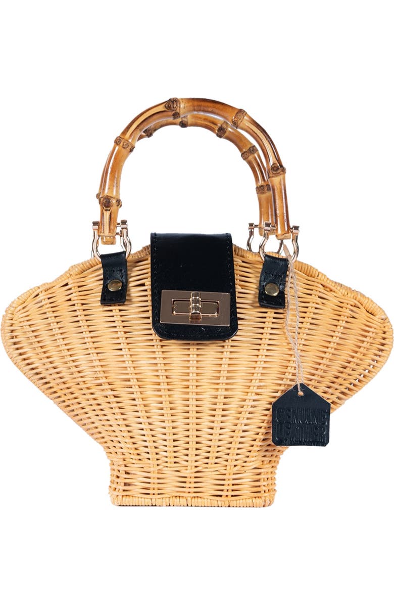 Jelavu Maree Handwoven Rattan Seashell Bag, Main, color, Black