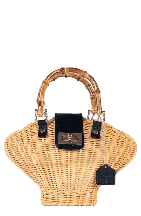 Maree Handwoven Rattan Seashell Bag