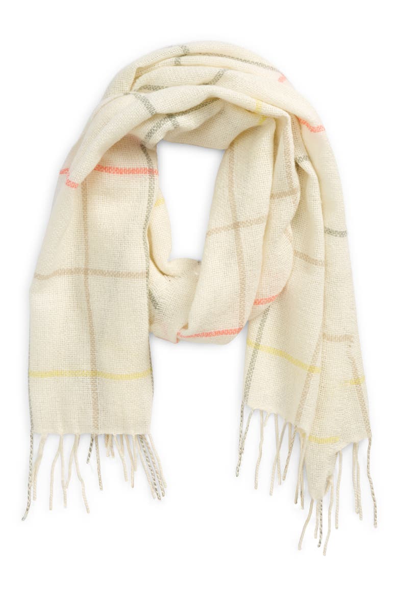 Gauzy Plaid Scarf, Main, color, ANTIQUE CREAM MULTI