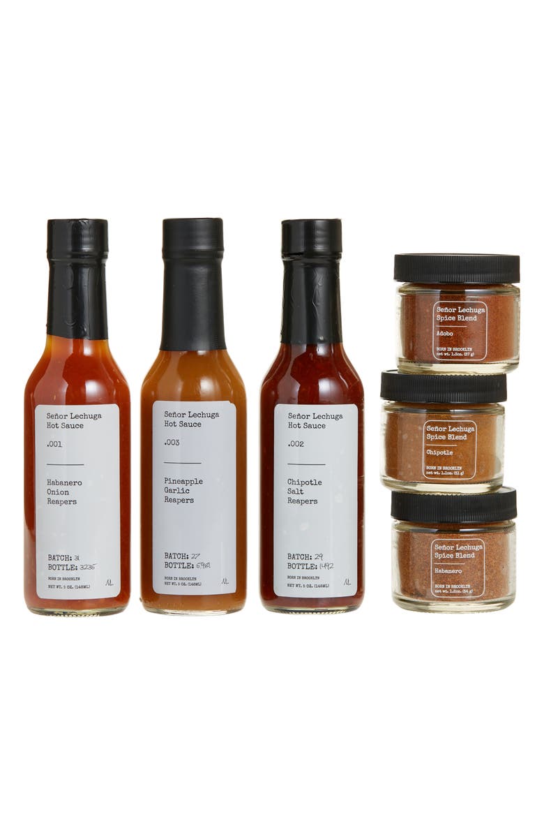 Señor Lechuga The Essentials 6-Piece Set Hot Sauces & Spice Blends, Main, color, 