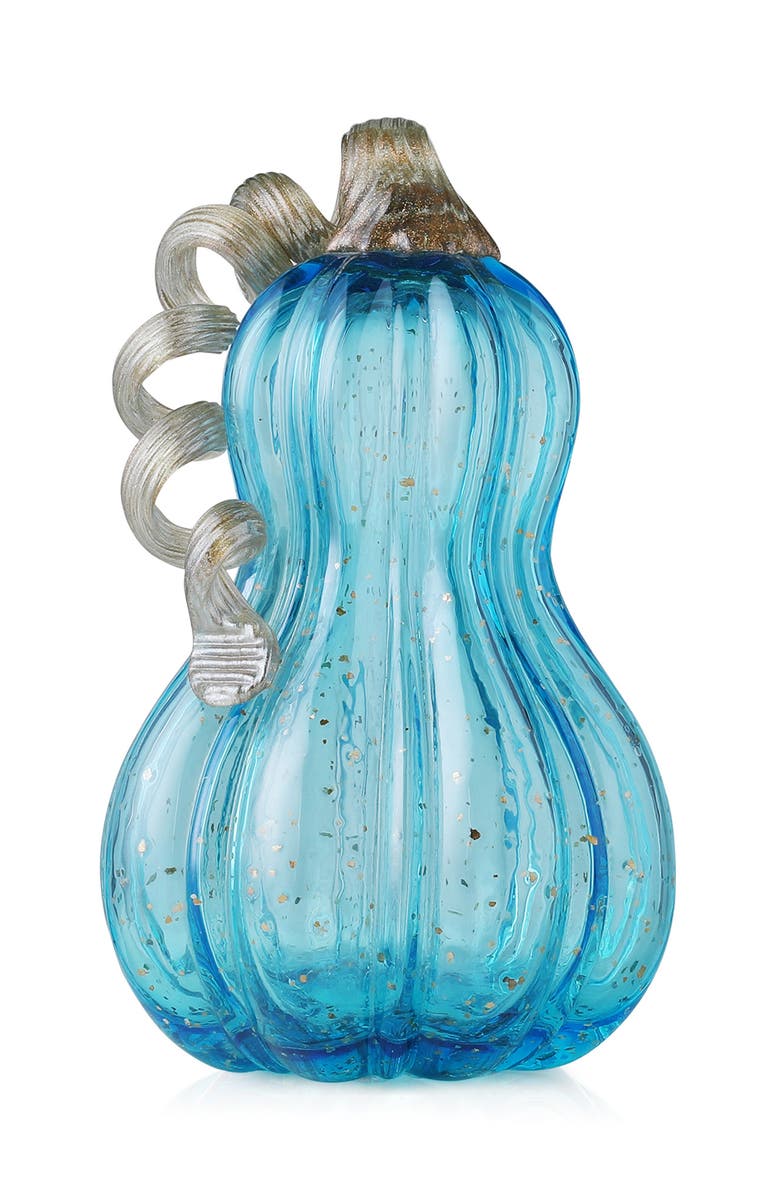 Glitzhome Fall Glass Gourd Pumpkins with Glitter, Main, color, Blue